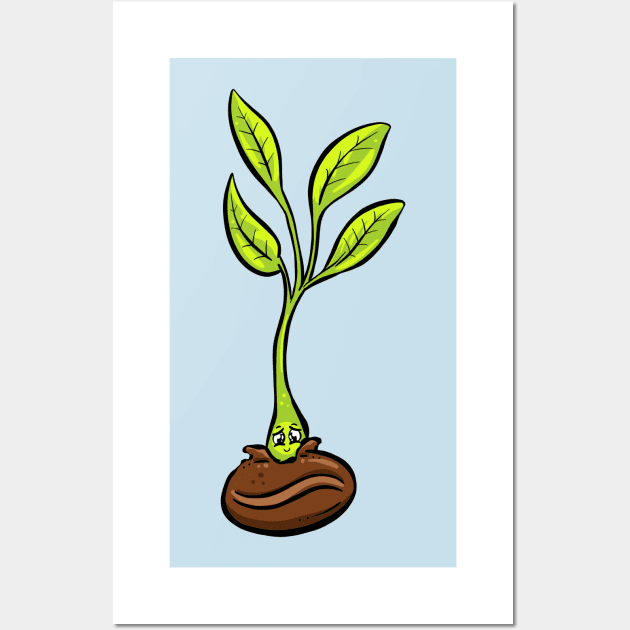 Coffee Bean and Seedling Garden Tips Toons Wall Art by Garden Tips Toons